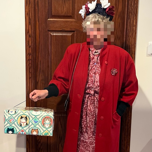 Red festive wool blend 80’s oversized coat - Picture 12 of 12